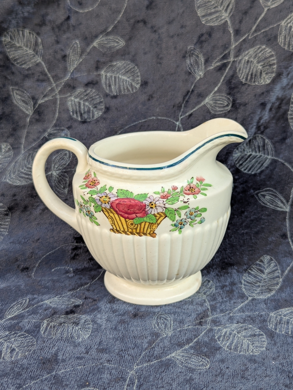 Vintage Wedgwood Belmar Floral Creamer Etruria Pitcher Jug Small Basket 4 Inch